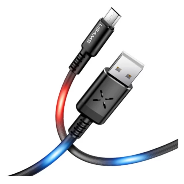 Кабель Usams US-SJ288 U16 Volume Control LED USB-A to Micro-USB 2A 1m Black (SJ288USB01)
