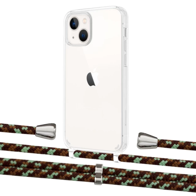 Чехол Upex Crossbody Protection Case для iPhone 13 Crystal with Aide Cinnamon Camouflage and Casquette Silver (UP104108)