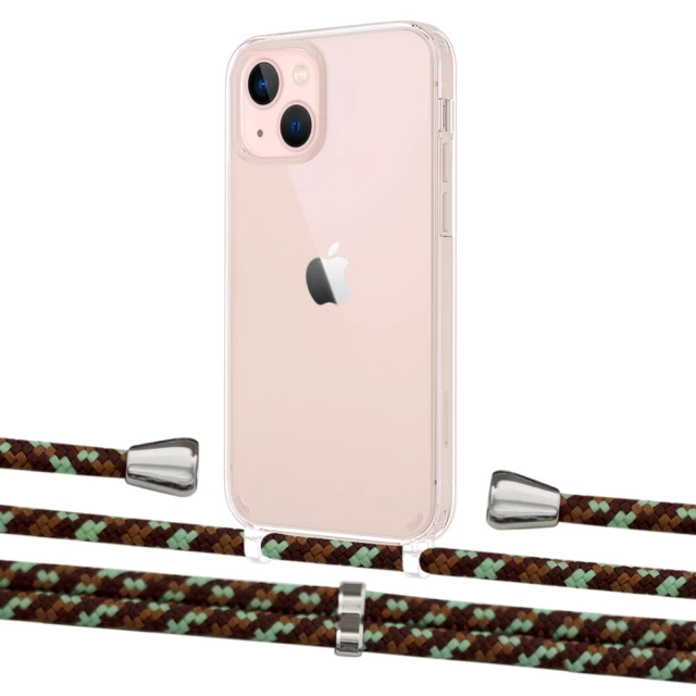 Чехол Upex Crossbody Protection Case для iPhone 13 mini Crystal with Aide Cinnamon Camouflage and Casquette Silver (UP104948)