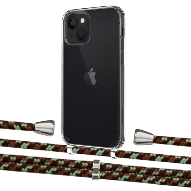 Чехол Upex Crossbody Protection Case для iPhone 13 mini Crystal with Aide Cinnamon Camouflage and Casquette Silver (UP104948)