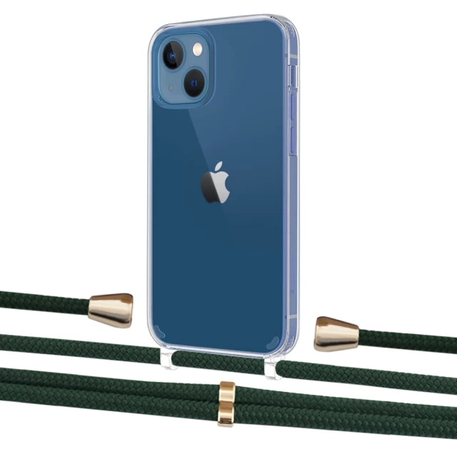 Чохол Upex Crossbody Protection Case для iPhone 13 mini Crystal with Aide Cyprus Green and Casquette Gold (UP104964)