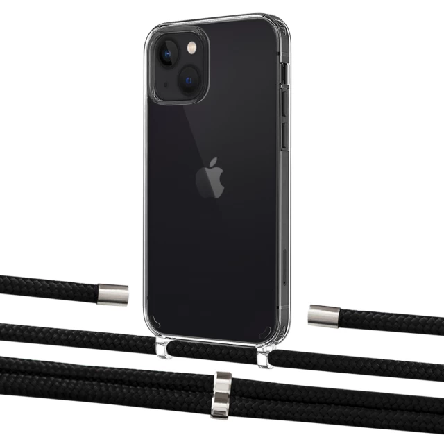Чехол Upex Crossbody Protection Case для iPhone 13 Crystal with Aide Black and Cap Silver (UP104151)