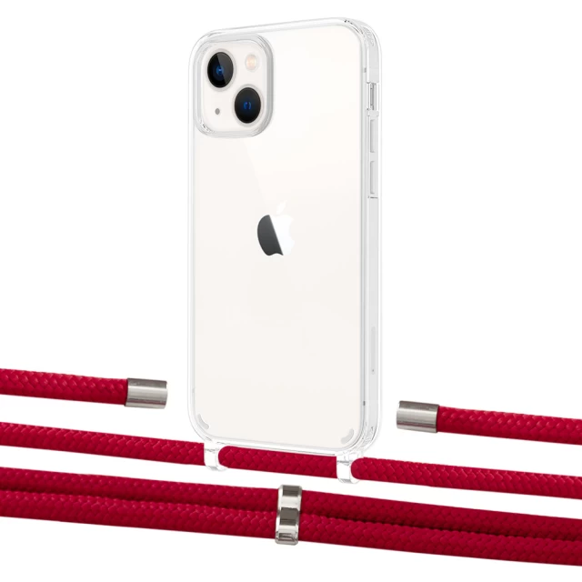 Чехол Upex Crossbody Protection Case для iPhone 13 Crystal with Aide Red and Cap Silver (UP104152)
