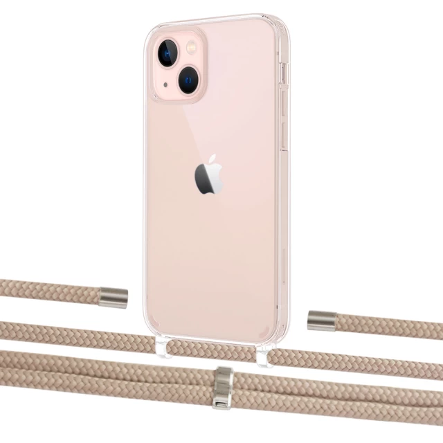 Чехол Upex Crossbody Protection Case для iPhone 13 Crystal with Aide Peony Pink and Cap Silver (UP104166)