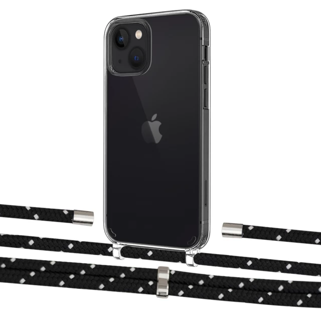 Чохол Upex Crossbody Protection Case для iPhone 13 Crystal with Aide Black Dots and Cap Silver (UP104170)