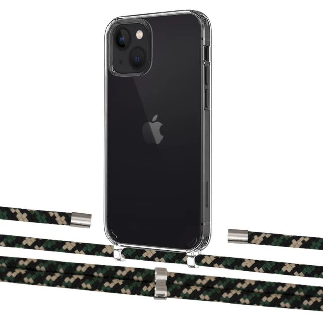 Чехол Upex Crossbody Protection Case для iPhone 13 mini Crystal with Aide Juniper Camouflage and Cap Silver (UP105017)