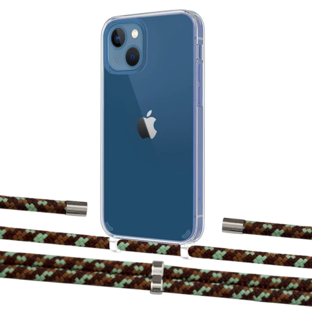 Чохол Upex Crossbody Protection Case для iPhone 13 Crystal with Aide Cinnamon Camouflage and Cap Silver (UP104178)