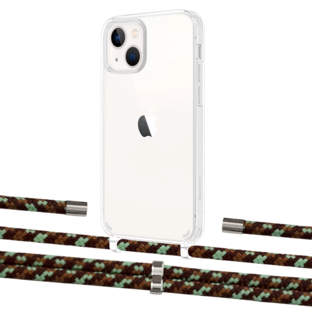 Чехол Upex Crossbody Protection Case для iPhone 13 Crystal with Aide Cinnamon Camouflage and Cap Silver (UP104178)