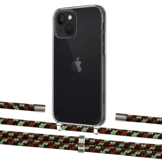 Чохол Upex Crossbody Protection Case для iPhone 13 Crystal with Aide Cinnamon Camouflage and Cap Silver (UP104178)