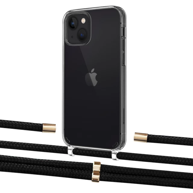 Чехол Upex Crossbody Protection Case для iPhone 13 Crystal with Aide Black and Cap Gold (UP104186)