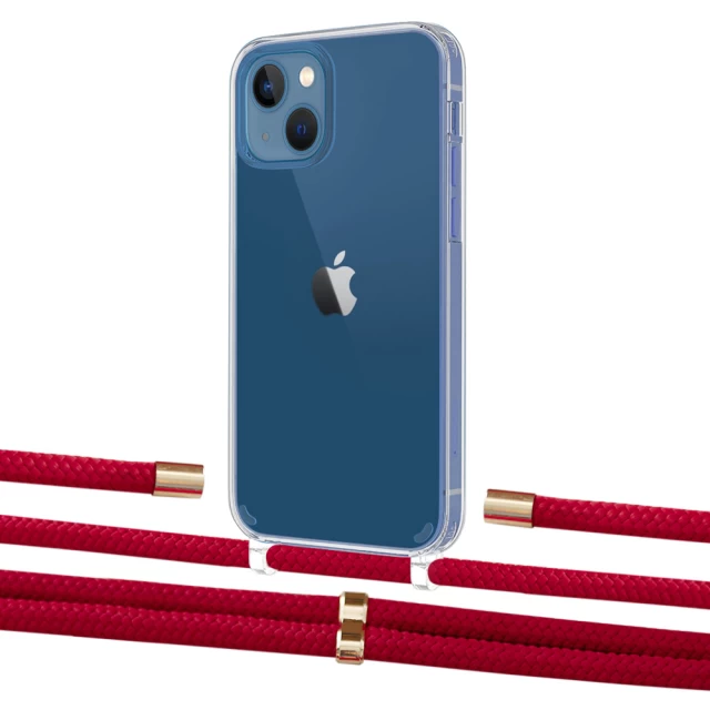 Чохол Upex Crossbody Protection Case для iPhone 13 mini Crystal with Aide Red and Cap Gold (UP105027)