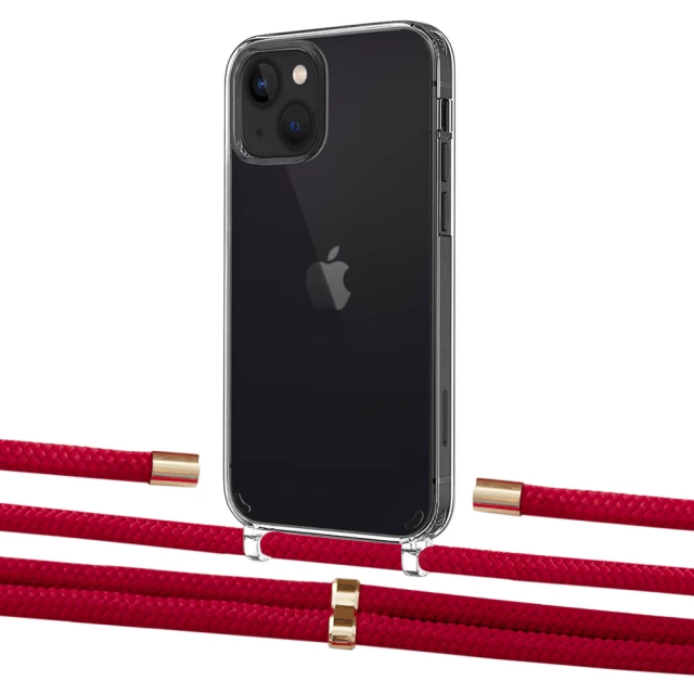 Чехол Upex Crossbody Protection Case для iPhone 13 mini Crystal with Aide Red and Cap Gold (UP105027)