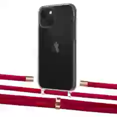Чехол Upex Crossbody Protection Case для iPhone 13 Crystal with Aide Red and Cap Gold (UP104187)