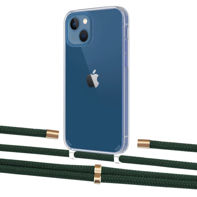 Чохол Upex Crossbody Protection Case для iPhone 13 Crystal with Aide Cyprus Green and Cap Gold (UP104194)