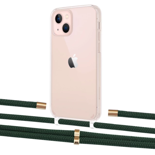Чохол Upex Crossbody Protection Case для iPhone 13 Crystal with Aide Cyprus Green and Cap Gold (UP104194)