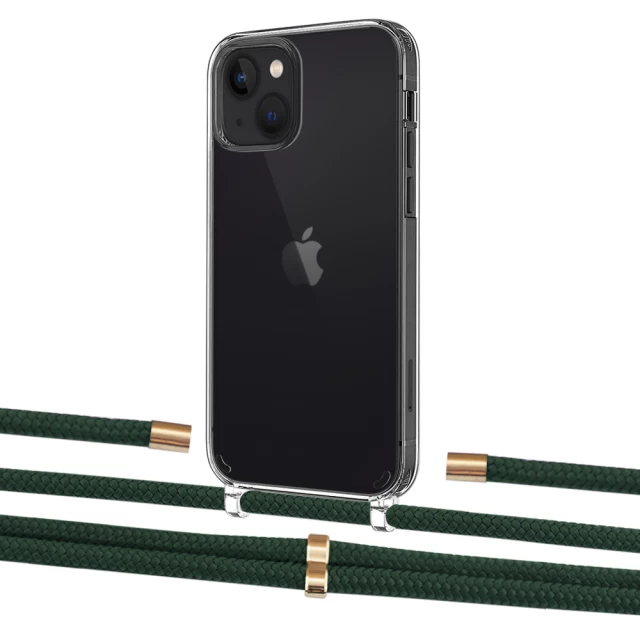 Чехол Upex Crossbody Protection Case для iPhone 13 Crystal with Aide Cyprus Green and Cap Gold (UP104194)