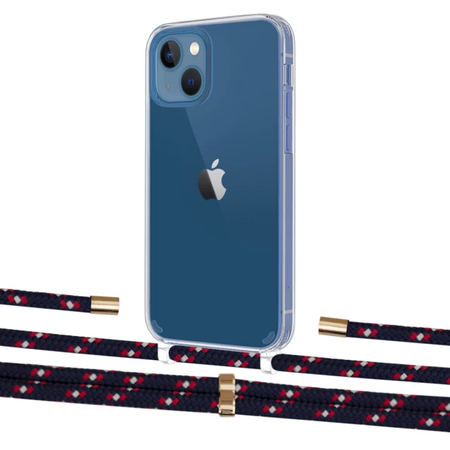 Чохол Upex Crossbody Protection Case для iPhone 13 mini Crystal with Aide Blue Marine and Cap Gold (UP105047)
