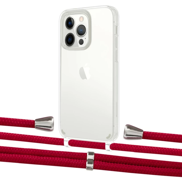 Чехол Upex Crossbody Protection Case для iPhone 13 Pro Max Crystal with Aide Red and Casquette Silver (UP104642)
