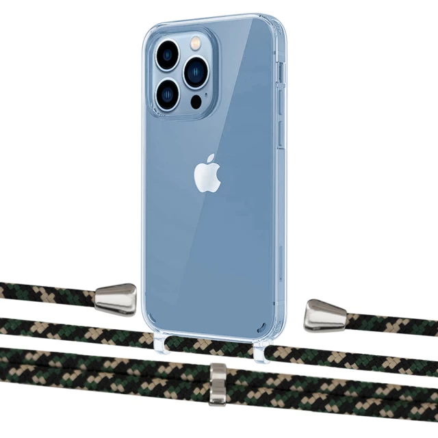 Чехол Upex Crossbody Protection Case для iPhone 13 Pro Crystal with Aide Juniper Camouflage and Casquette Silver (UP104387)