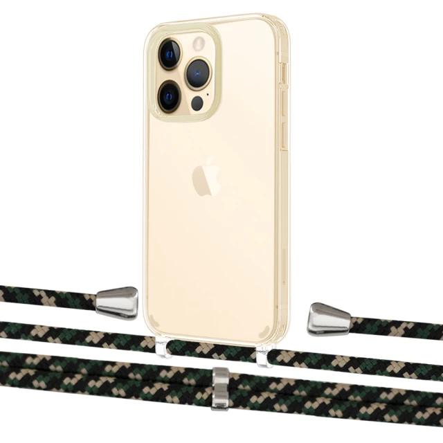 Чохол Upex Crossbody Protection Case для iPhone 13 Pro Max Crystal with Aide Juniper Camouflage and Casquette Silver (UP104667)