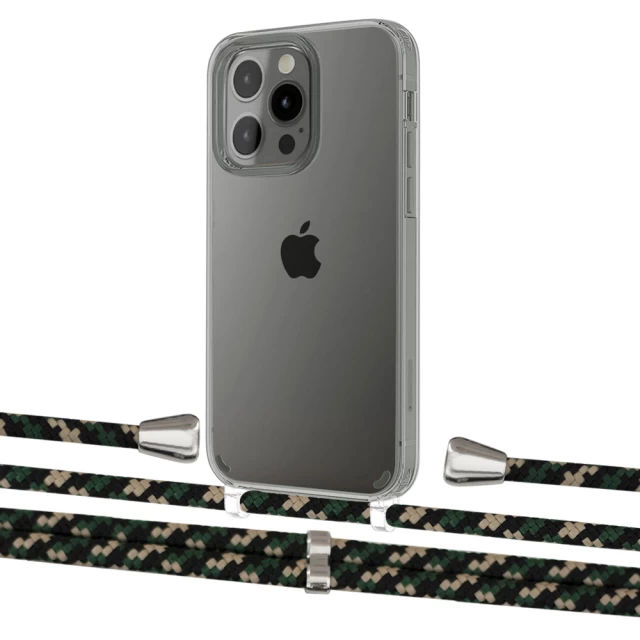 Чохол Upex Crossbody Protection Case для iPhone 13 Pro Max Crystal with Aide Juniper Camouflage and Casquette Silver (UP104667)