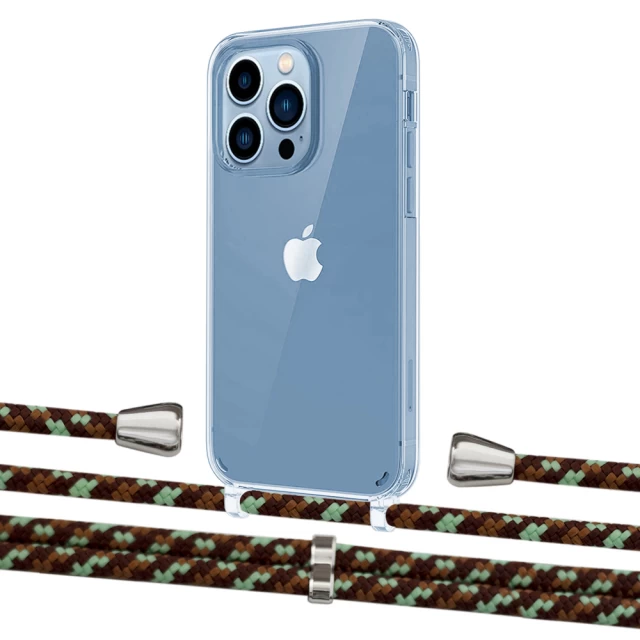 Чохол Upex Crossbody Protection Case для iPhone 13 Pro Crystal with Aide Cinnamon Camouflage and Casquette Silver (UP104388)