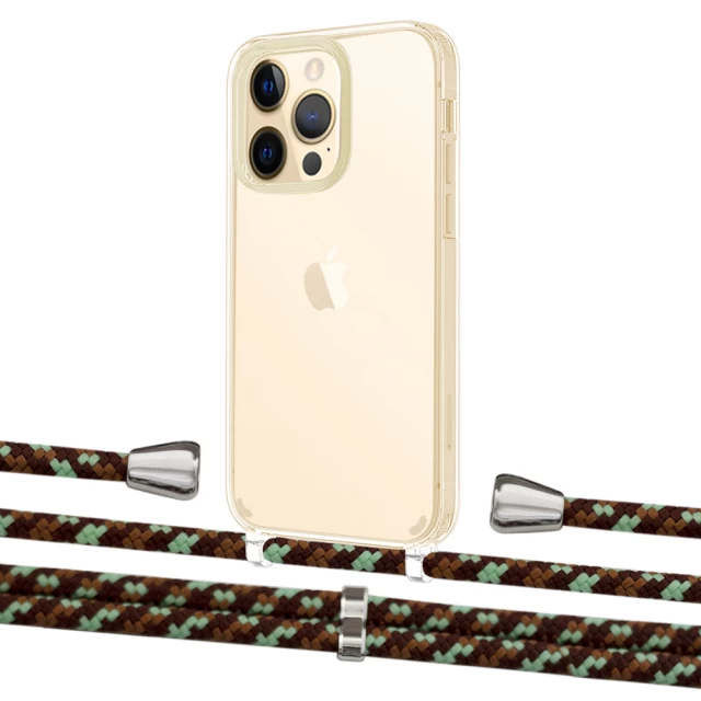 Чохол Upex Crossbody Protection Case для iPhone 13 Pro Crystal with Aide Cinnamon Camouflage and Casquette Silver (UP104388)