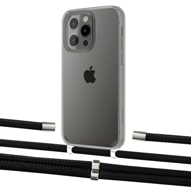 Чехол Upex Crossbody Protection Case для iPhone 13 Pro Max Crystal with Aide Black and Cap Silver (UP104711)