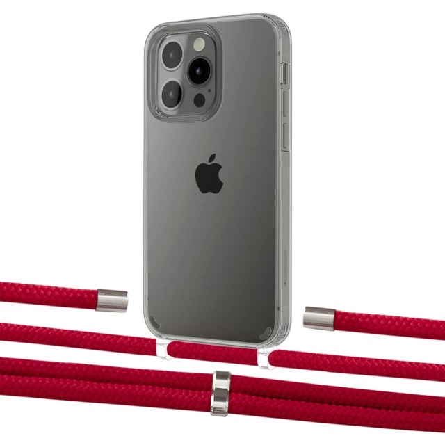 Чехол Upex Crossbody Protection Case для iPhone 13 Pro Crystal with Aide Red and Cap Silver (UP104432)