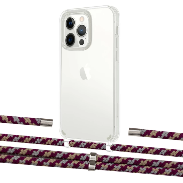Чохол Upex Crossbody Protection Case для iPhone 13 Pro Max Crystal with Aide Burgundy Camouflage and Cap Silver (UP104736)