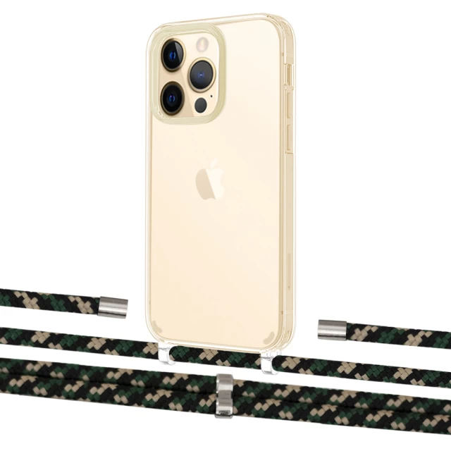 Чохол Upex Crossbody Protection Case для iPhone 13 Pro Max Crystal with Aide Juniper Camouflage and Cap Silver (UP104737)