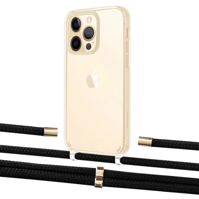 Чохол Upex Crossbody Protection Case для iPhone 13 Pro Crystal with Aide Black and Cap Gold (UP104466)