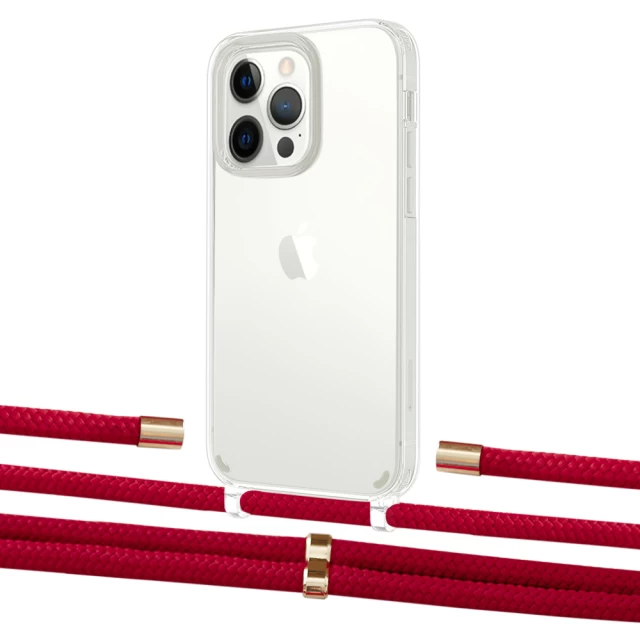 Чохол Upex Crossbody Protection Case для iPhone 13 Pro Crystal with Aide Red and Cap Gold (UP104467)