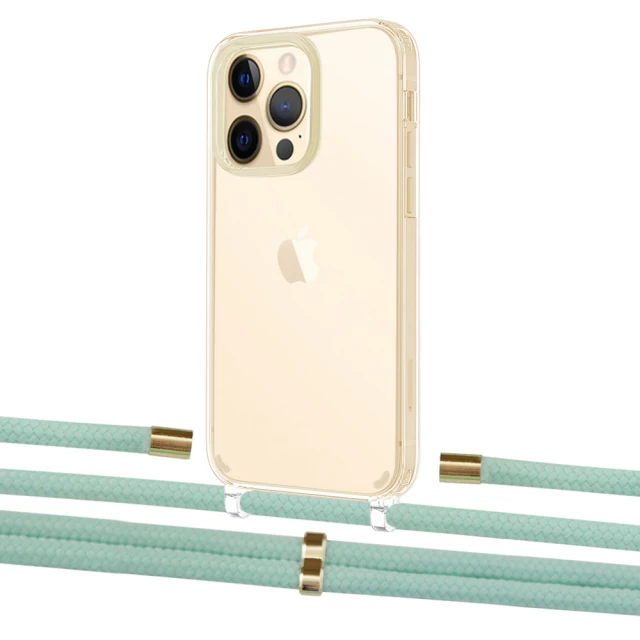 Чехол Upex Crossbody Protection Case для iPhone 13 Pro Crystal with Aide Pistachio and Cap Gold (UP104471)
