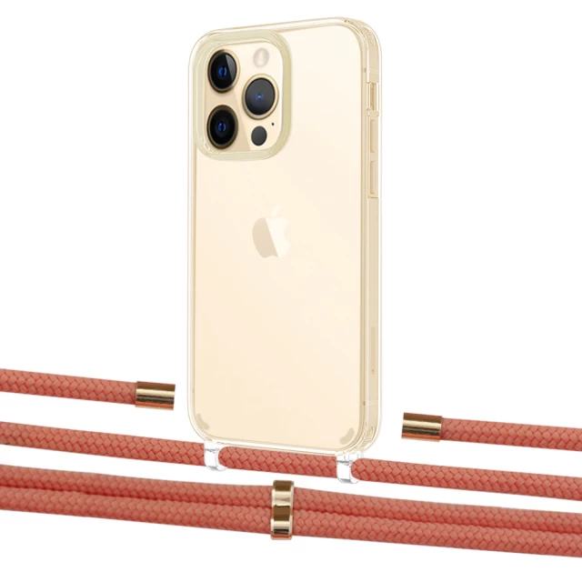 Чохол Upex Crossbody Protection Case для iPhone 13 Pro Crystal with Aide Cantaloupe and Cap Gold (UP104472)