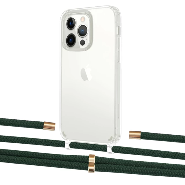 Чехол Upex Crossbody Protection Case для iPhone 13 Pro Crystal with Aide Cyprus Green and Cap Gold (UP104474)