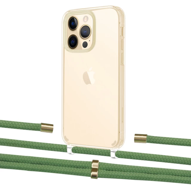 Чохол Upex Crossbody Protection Case для iPhone 13 Pro Crystal with Aide Mint and Cap Gold (UP104475)