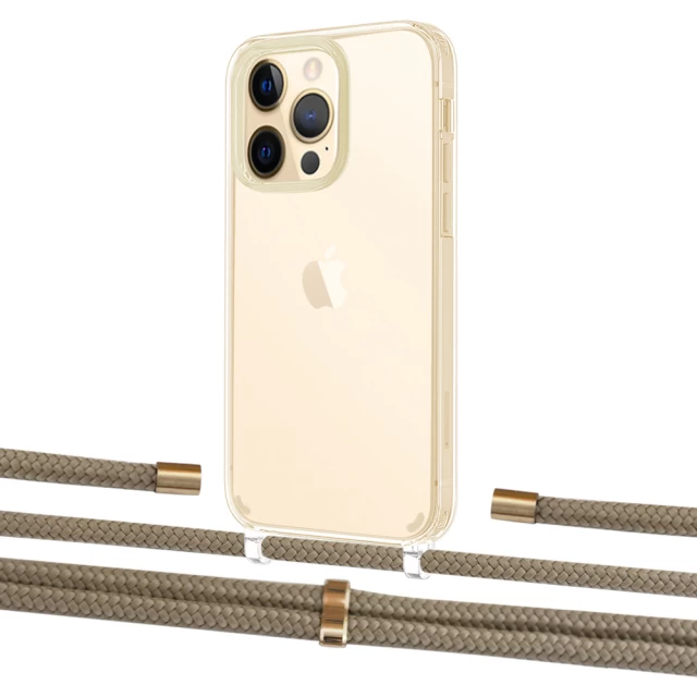Чохол Upex Crossbody Protection Case для iPhone 13 Pro Max Crystal with Aide Champagne and Cap Gold (UP104759)