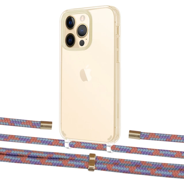 Чехол Upex Crossbody Protection Case для iPhone 13 Pro Crystal with Aide Blue Sunset and Cap Gold (UP104489)