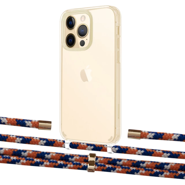 Чохол Upex Crossbody Protection Case для iPhone 13 Pro Crystal with Aide Orange Azure and Cap Gold (UP104490)