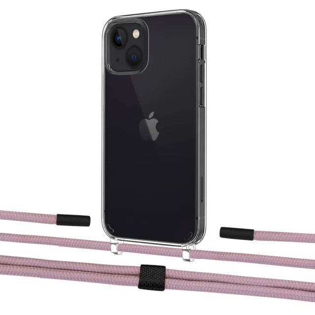 Чехол Upex Crossbody Protection Case для iPhone 13 Crystal with Twine Rose Gold and Fausset Matte Black (UP83564)