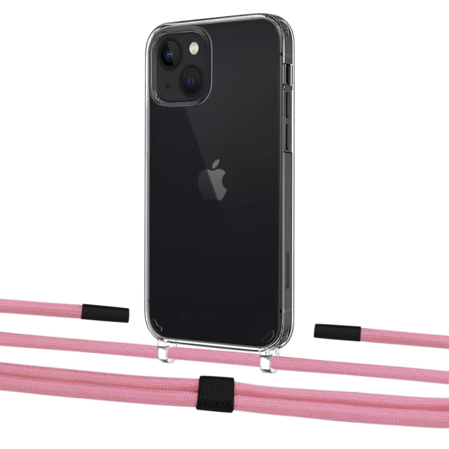 Чехол Upex Crossbody Protection Case для iPhone 13 mini Crystal with Twine Coral and Fausset Matte Black (UP83718)