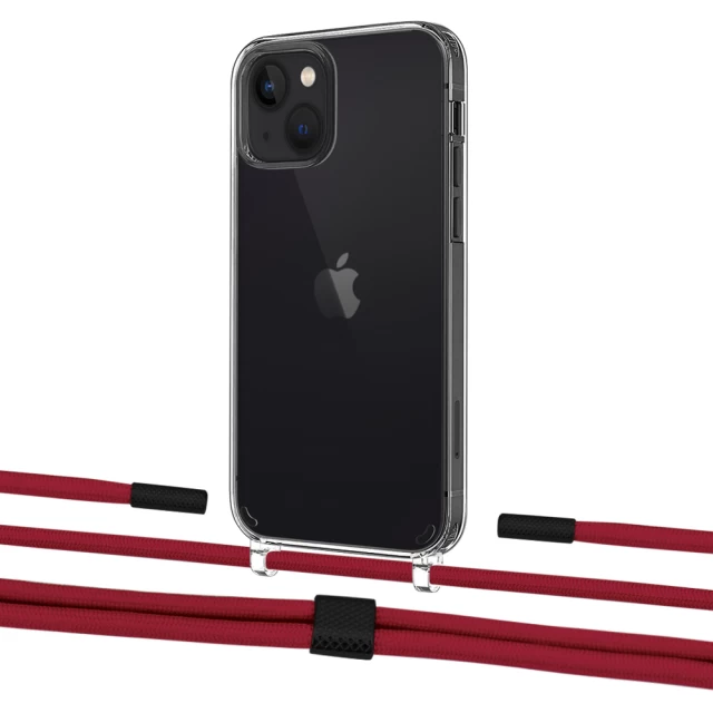 Чехол Upex Crossbody Protection Case для iPhone 13 mini Crystal with Twine Red and Fausset Matte Black (UP83719)