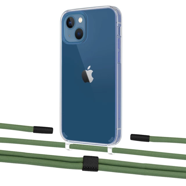 Чехол Upex Crossbody Protection Case для iPhone 13 Crystal with Twine Mint and Fausset Matte Black (UP83571)
