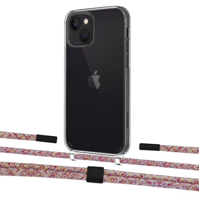 Чохол Upex Crossbody Protection Case для iPhone 13 mini Crystal with Twine Mulberry and Fausset Matte Black (UP83725)