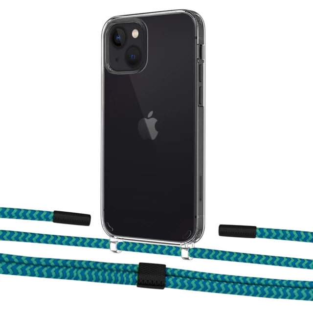 Чохол Upex Crossbody Protection Case для iPhone 13 Crystal with Twine Cyan and Fausset Matte Black (UP83573)