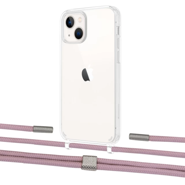Чохол Upex Crossbody Protection Case для iPhone 13 Crystal with Twine Rose Gold and Fausset Silver (UP83581)
