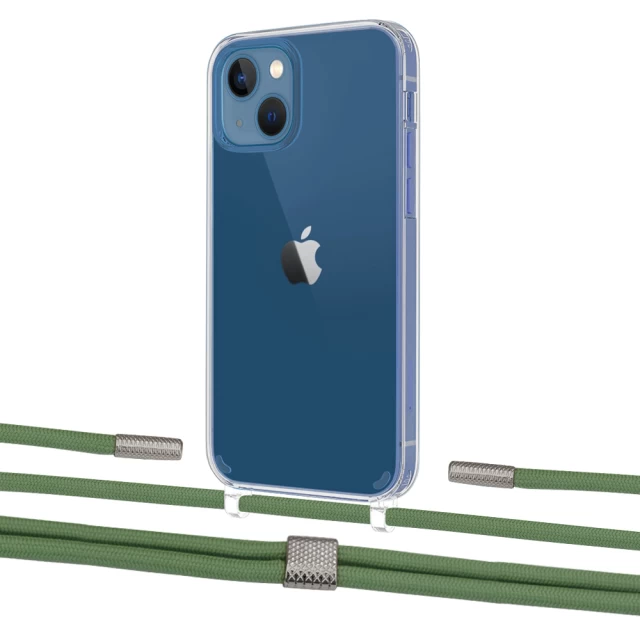 Чехол Upex Crossbody Protection Case для iPhone 13 Crystal with Twine Mint and Fausset Silver (UP83588)