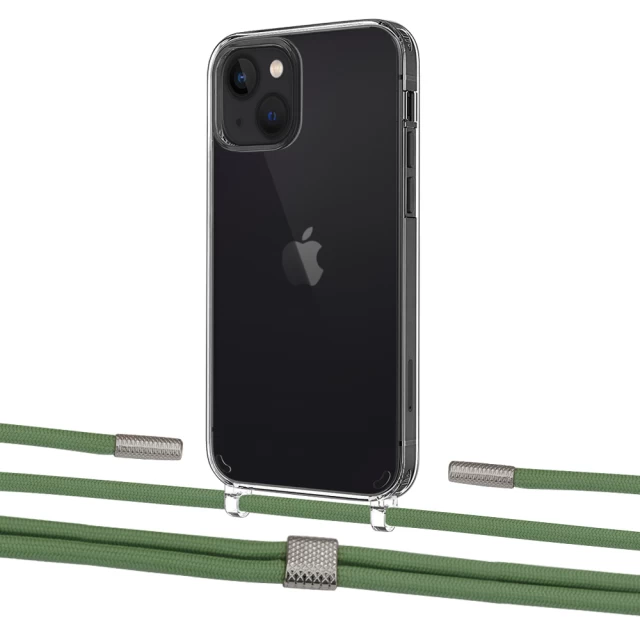 Чехол Upex Crossbody Protection Case для iPhone 13 mini Crystal with Twine Mint and Fausset Silver (UP83741)