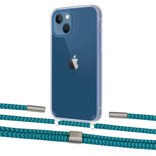 Чохол Upex Crossbody Protection Case для iPhone 13 Crystal with Twine Cyan and Fausset Silver (UP83590)